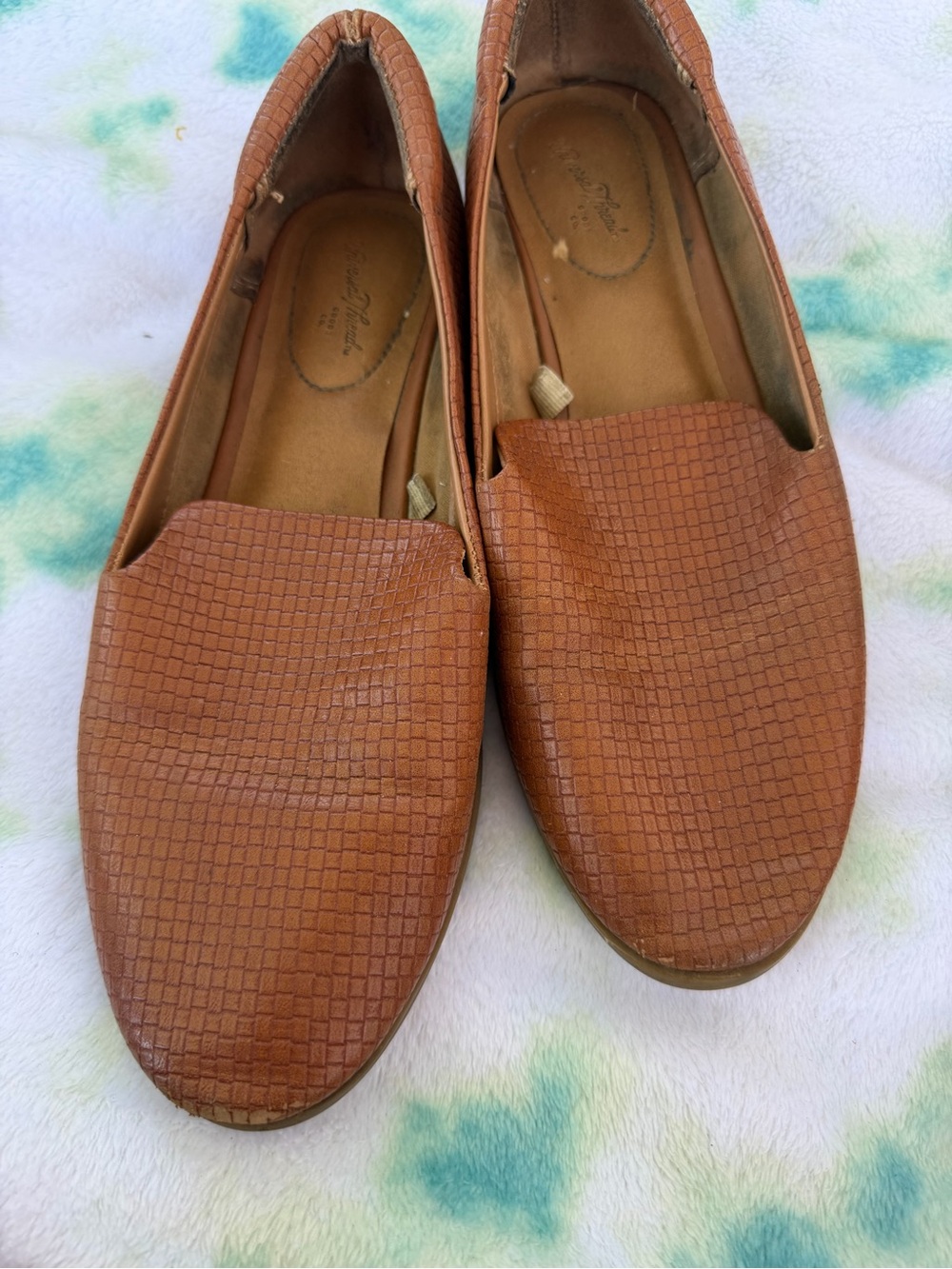 Textured Tan/Brown Slip-On Loafers